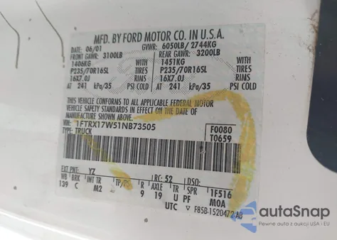 2001 Ford F-150 Lariat/Xl/Xlt from USA, damaged, VIN 1FTRX17W51NB73505